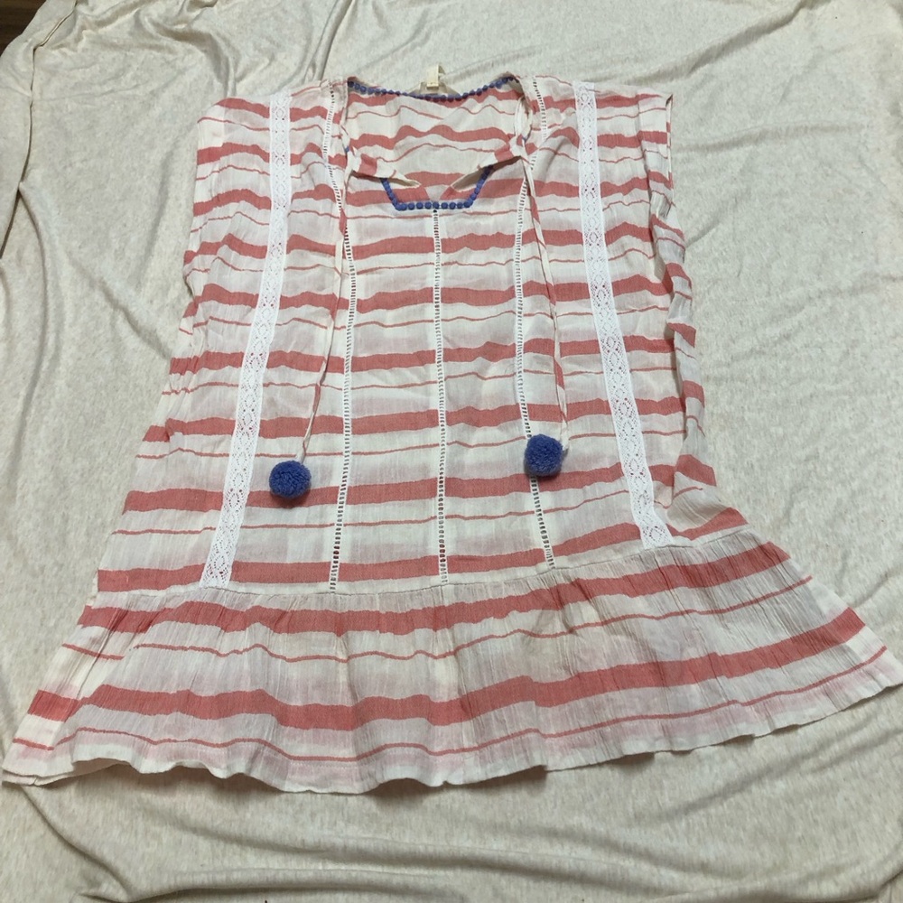 Matilda Jane Let’s Go Together Tunic Top Coverup Stripe Beach Resortwear Boho